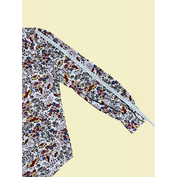 Talbots Floral Print Key Hole Neck With Ties Long Sleeve Blouse Women’s XS - Picture 10 of 12